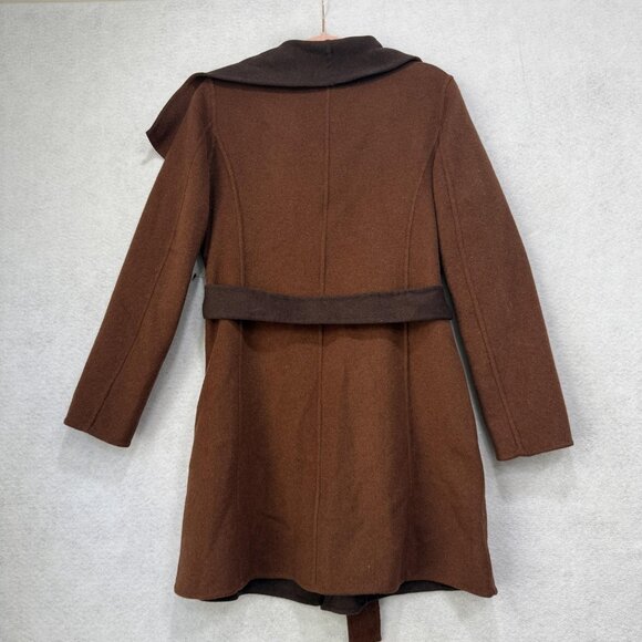 Tahari Coat Womens Medium Wool Blend Wrap Belted Collar Pockets Fall Jacket - Picture 9 of 10